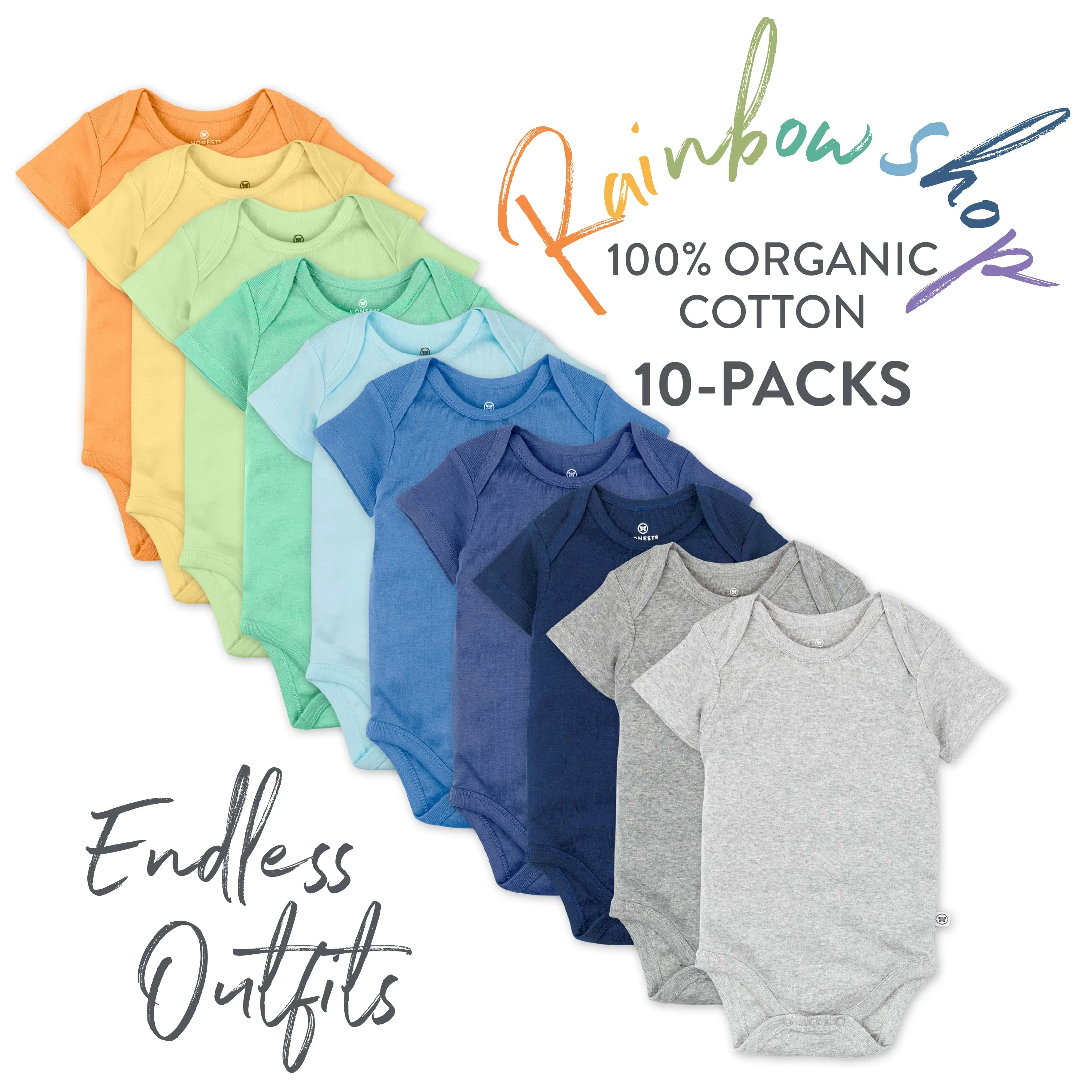 10-Pack Organic Cotton Short Sleeve Bodysuits