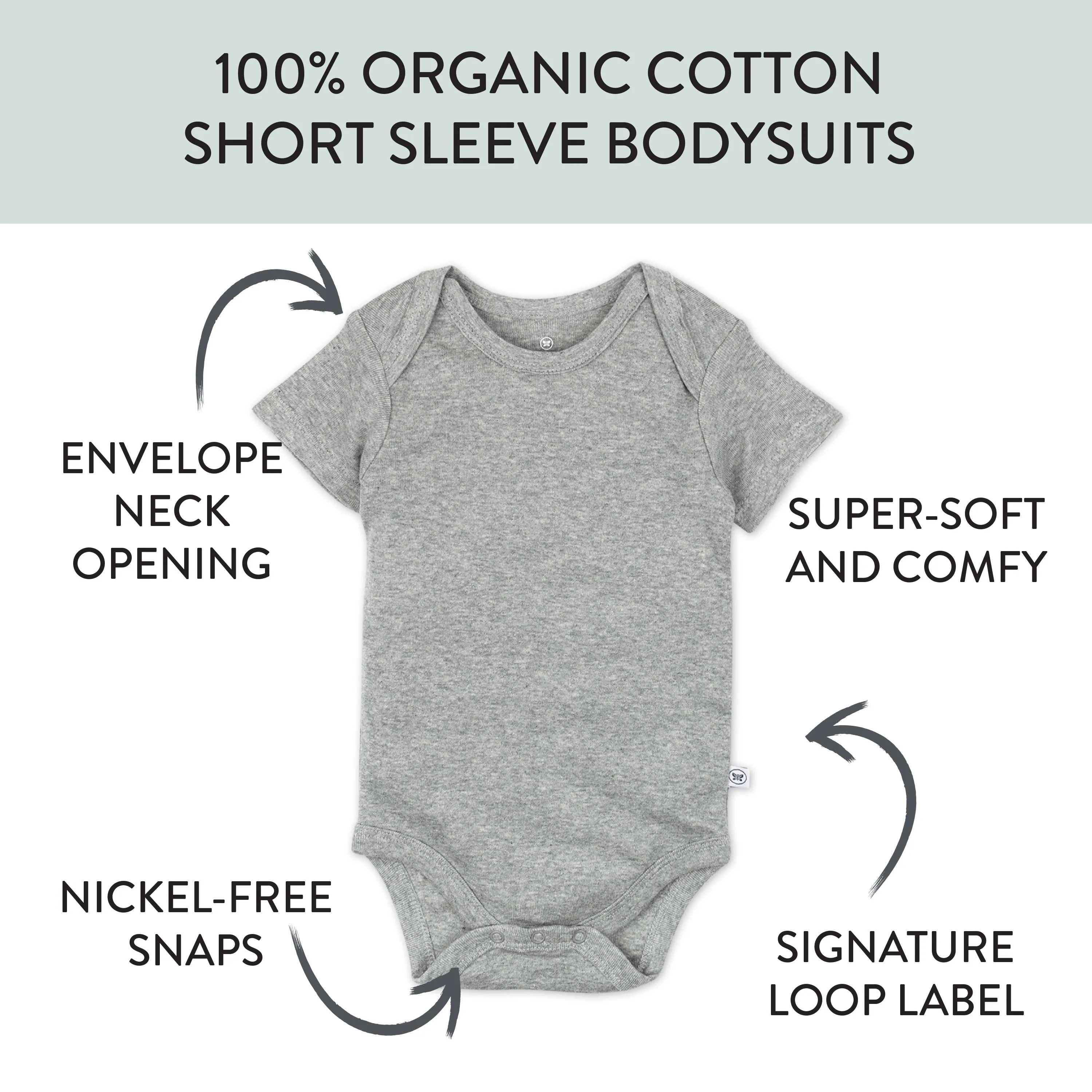 10-Pack Organic Cotton Short Sleeve Bodysuits