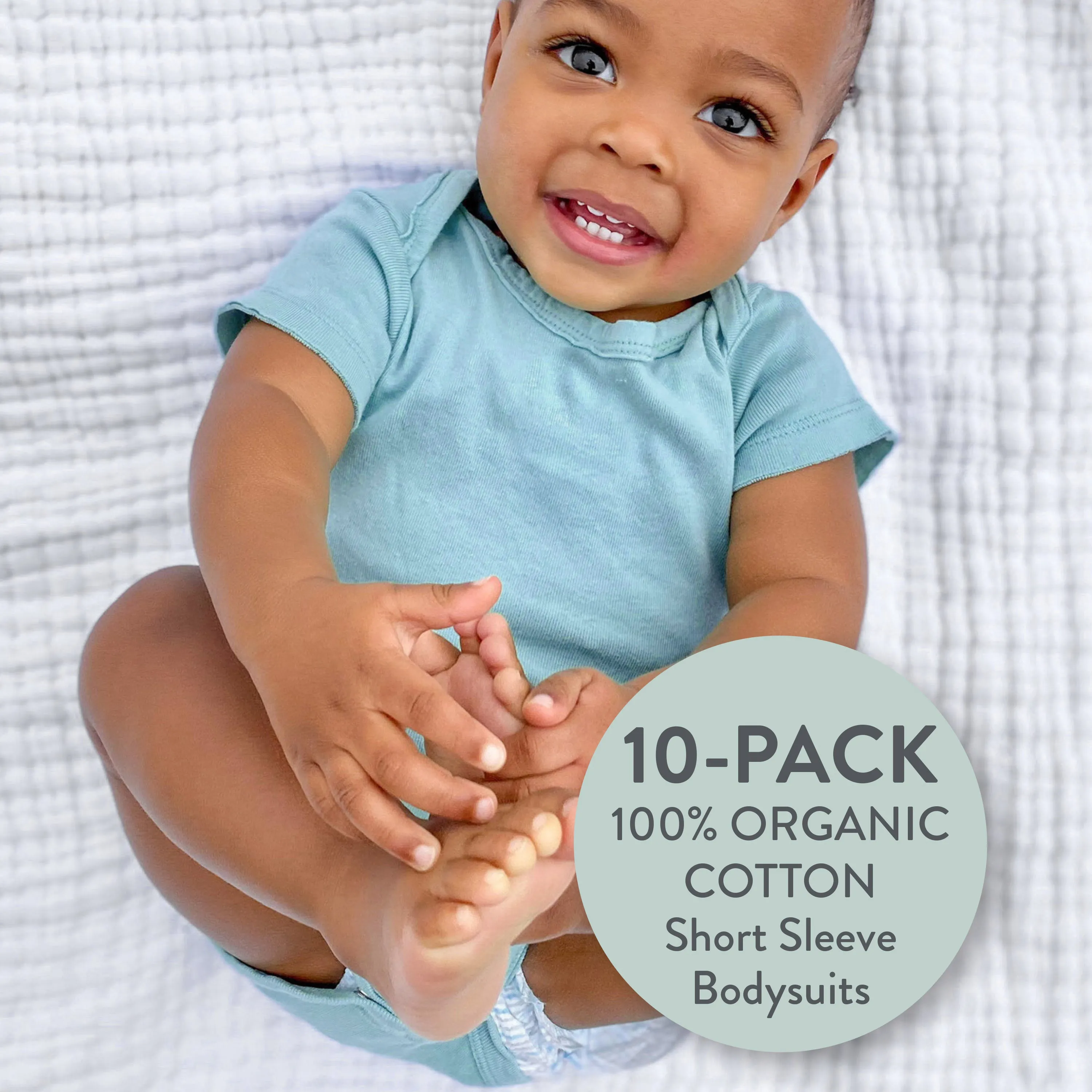 10-Pack Organic Cotton Short Sleeve Bodysuits