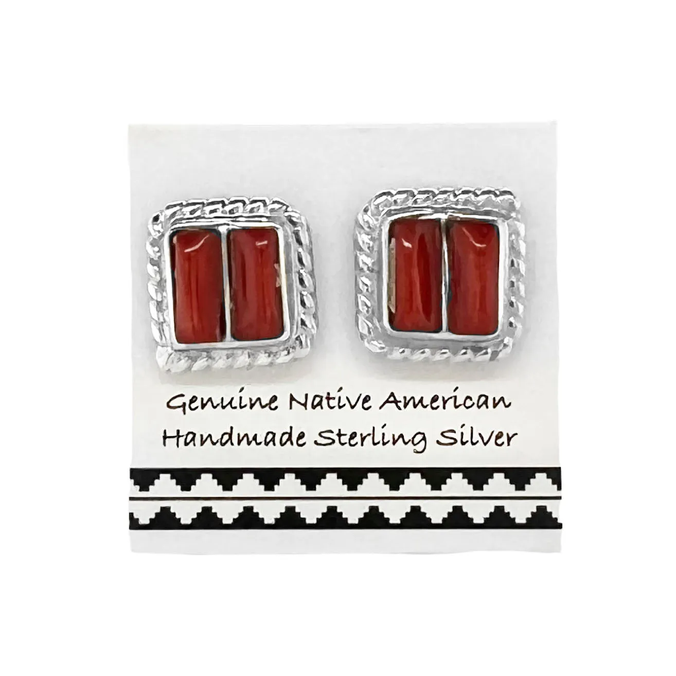 10mm Genuine Red Coral Earrings, Sterling Silver, Authentic Native American Handmade in New Mexico, USA, Post Stud