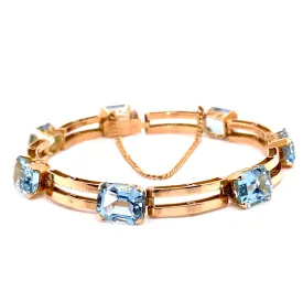 14KY Custom Estate Aquamarine Fashion Bracelet