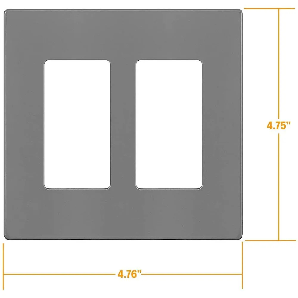 2-Gang Decorator Rocker Screwless Wall Plate Gray