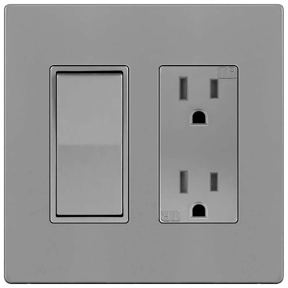 2-Gang Decorator Rocker Screwless Wall Plate Gray