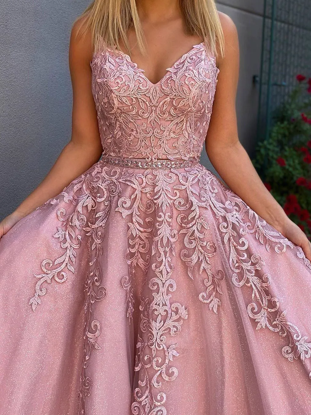 2 Pieces A-line Prom Dresses Lace Appliqued Evening Gowns PD433