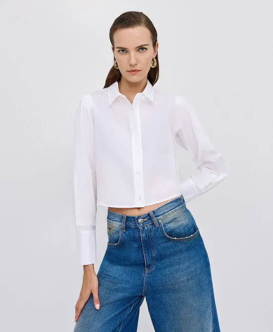 Access Fashion Cropped White Button Shirt