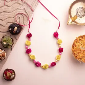 Adjustable Dark Pink Yellow Blossom Garland