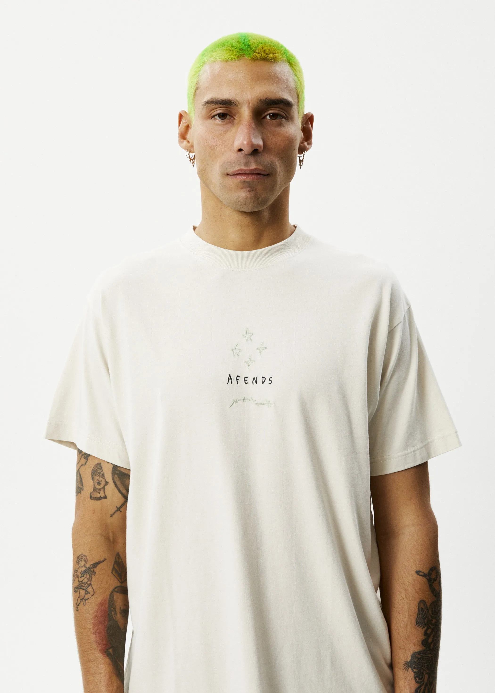 AFENDS Mens Star - Boxy Fit Tee - Moonbeam