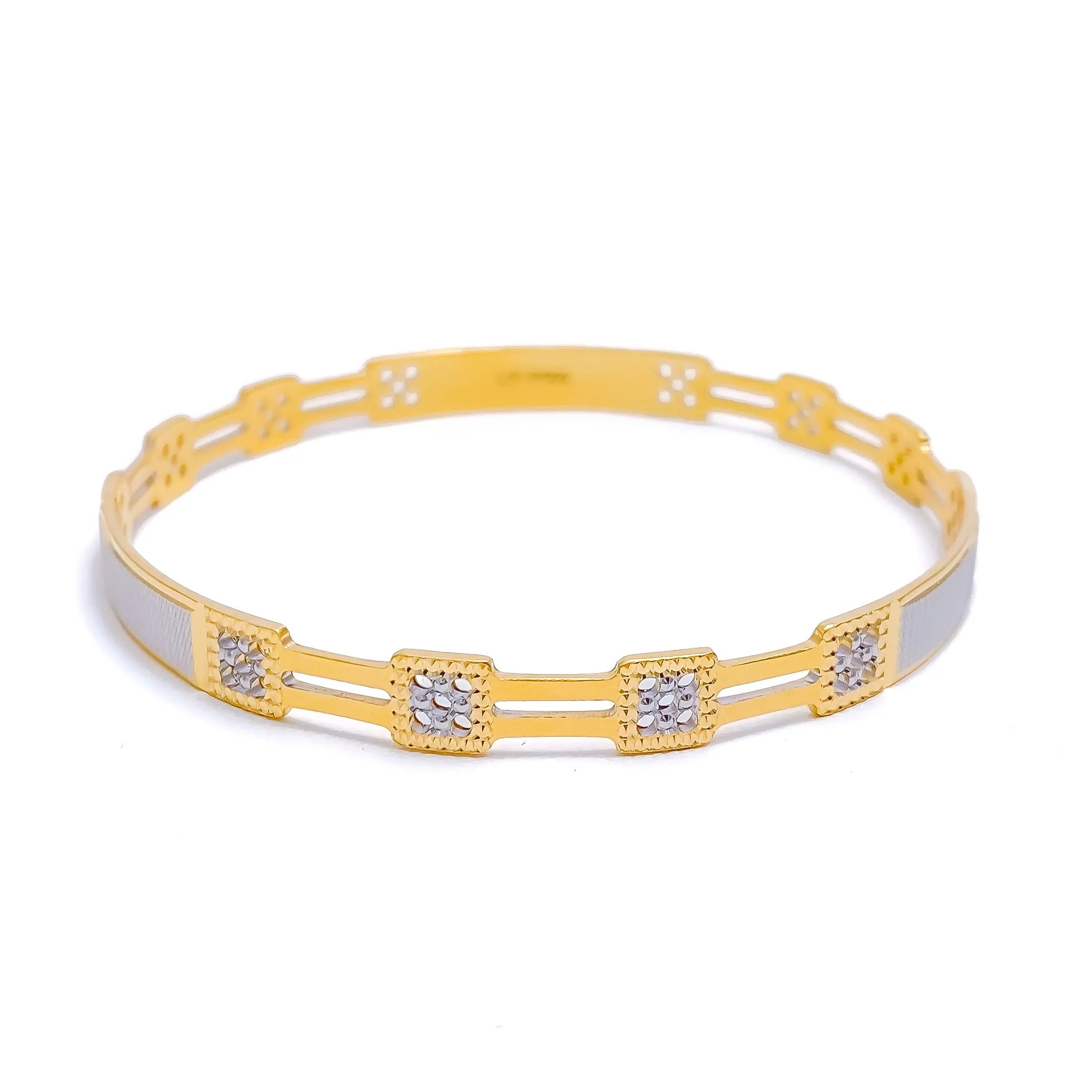 Alternating Geometric 22k Gold Bangle