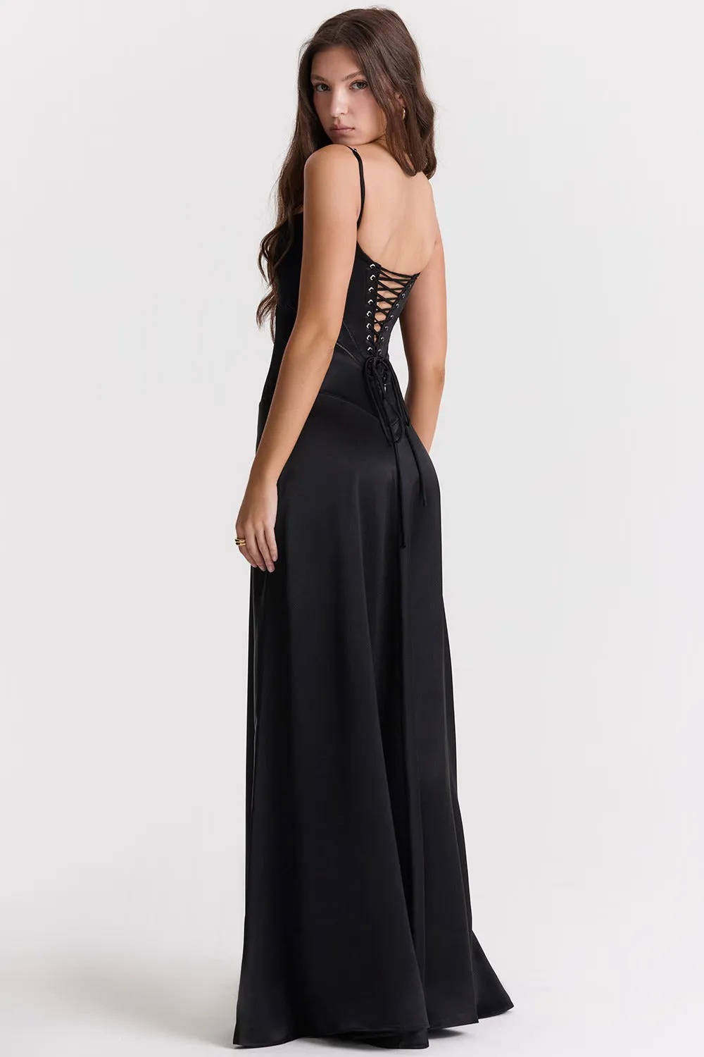 Anabella Black Lace Charming Up Maxi Dress