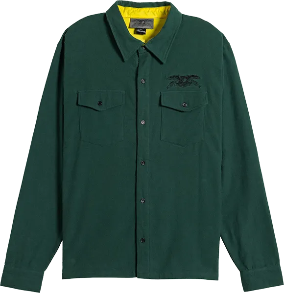 Antihero Basic Eagle Long Sleeve Shirt Flannel X-LARGE Dk.Green/Black