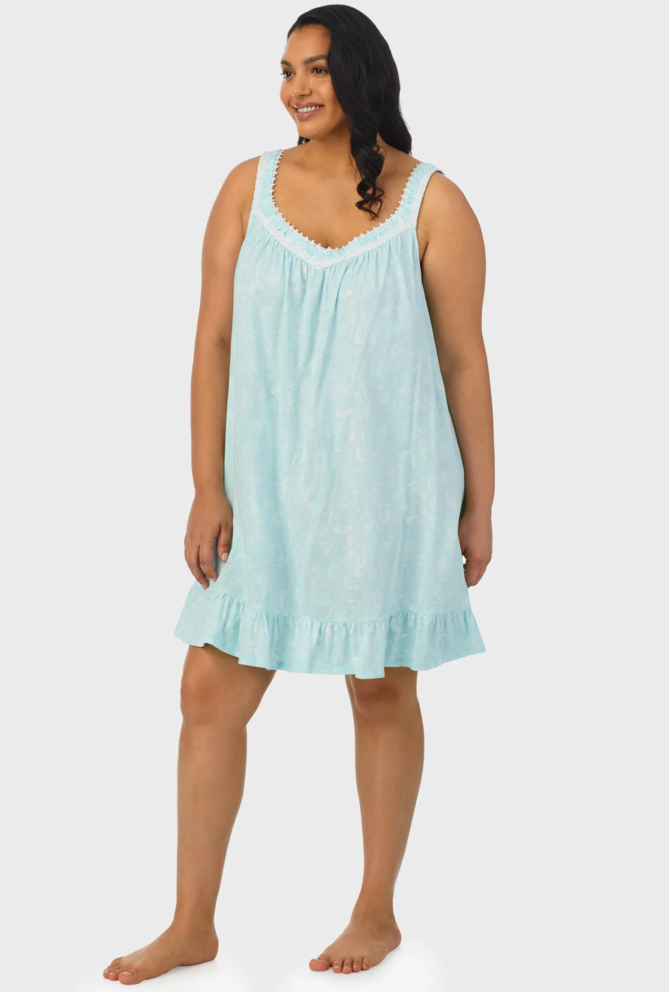 Aqua Scroll Sleeveless Chemise