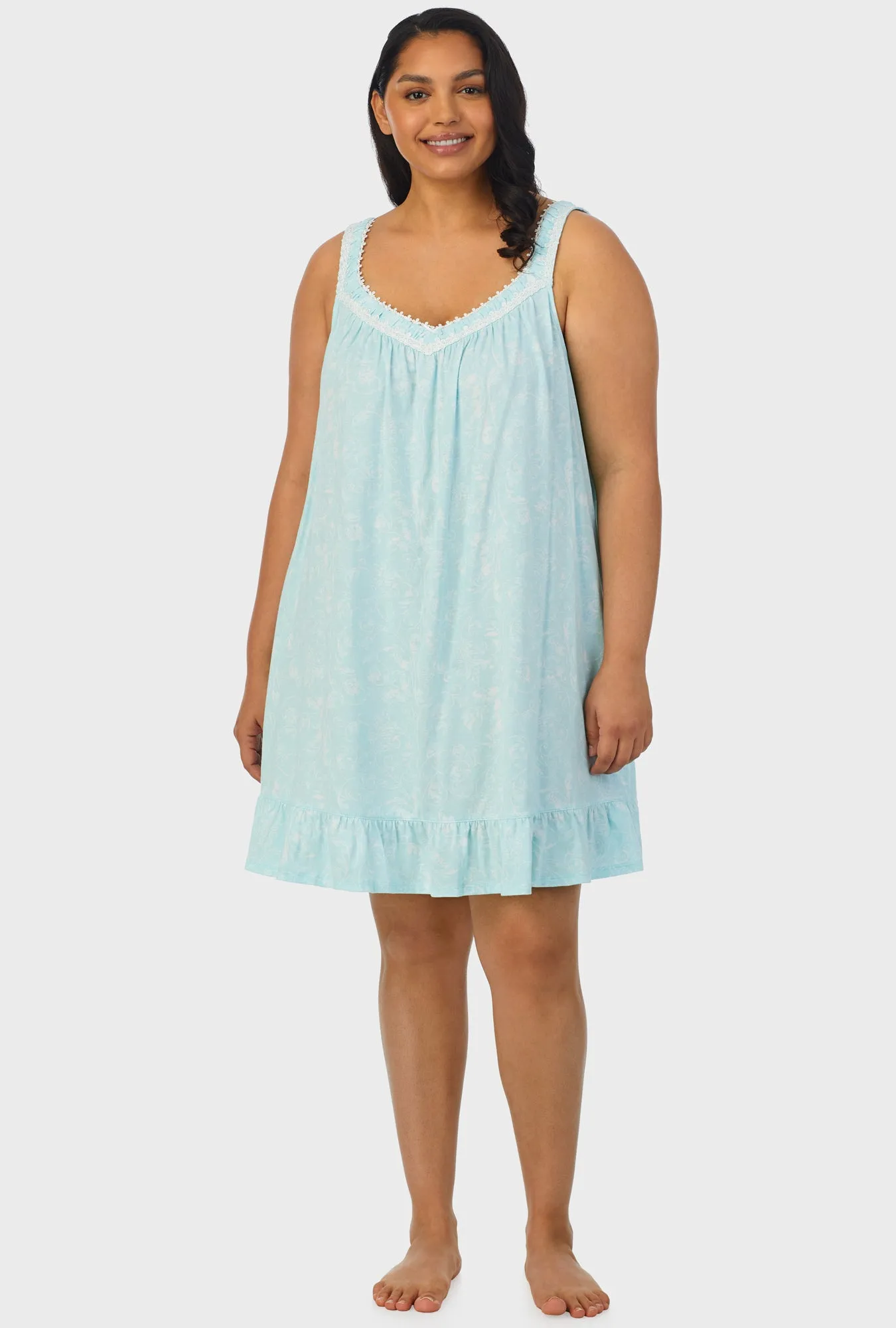 Aqua Scroll Sleeveless Chemise