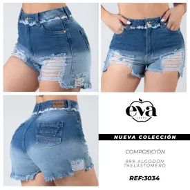 B3034 SHORT DAMA RIGIDO BOT AZUL MEDIO