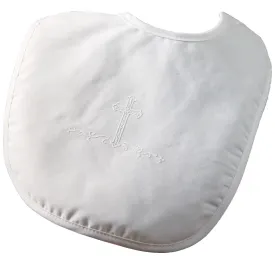 Baby Boys White Polycotton Screened Cross Small Bib