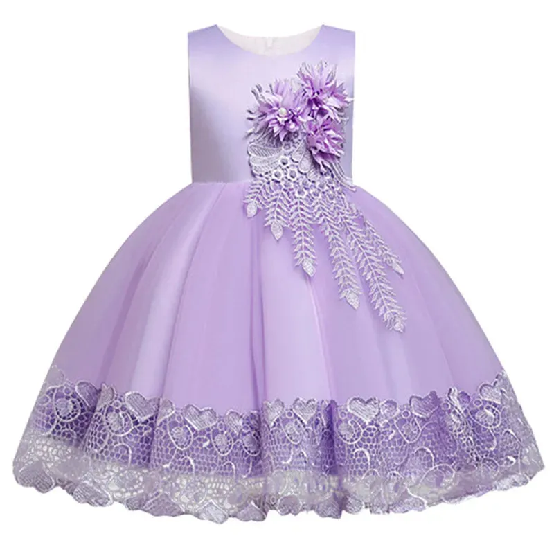 Baby Girl White Purple Wedding Lace Tutu Dress