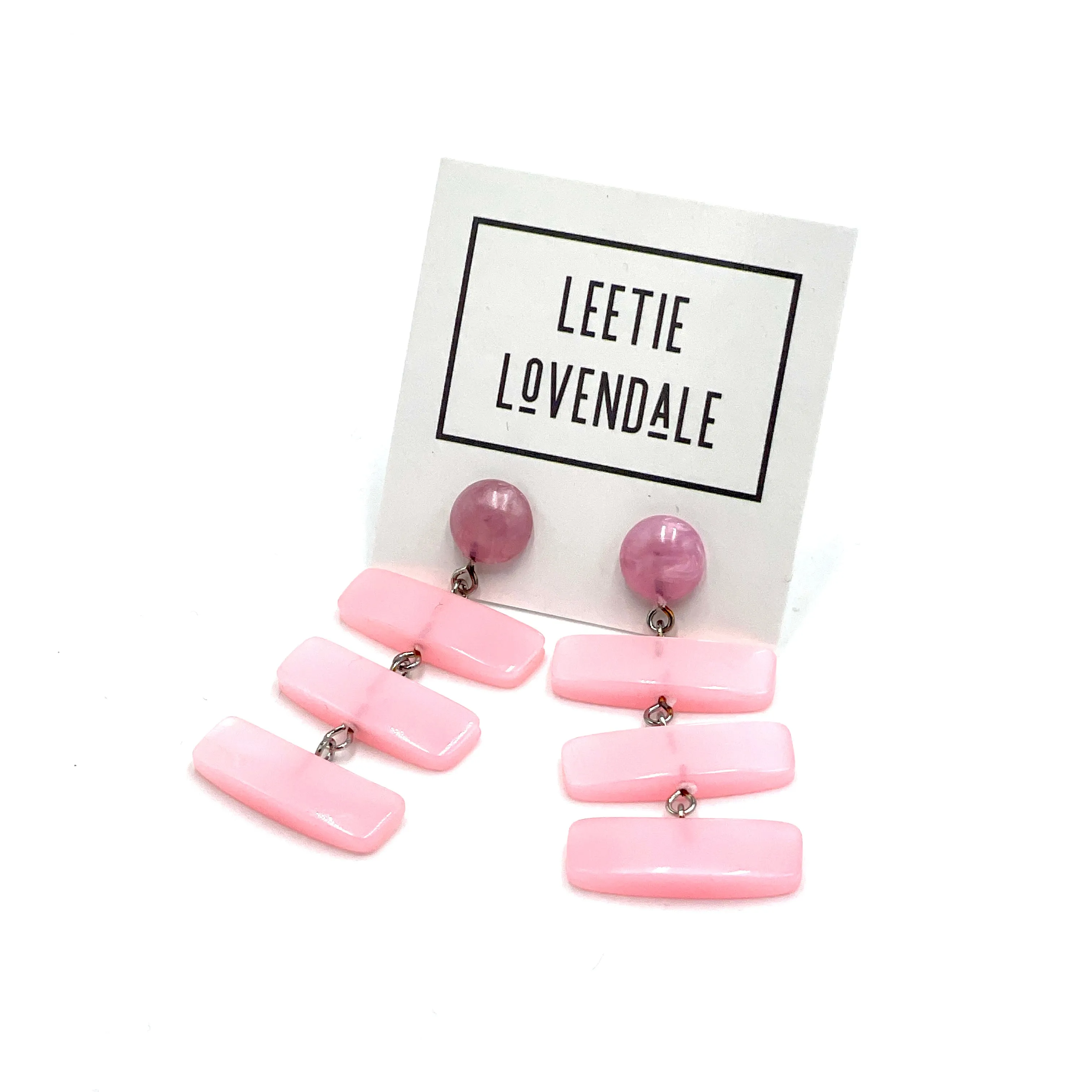 Baby Pink Moonglow Hinged Statement Earrings