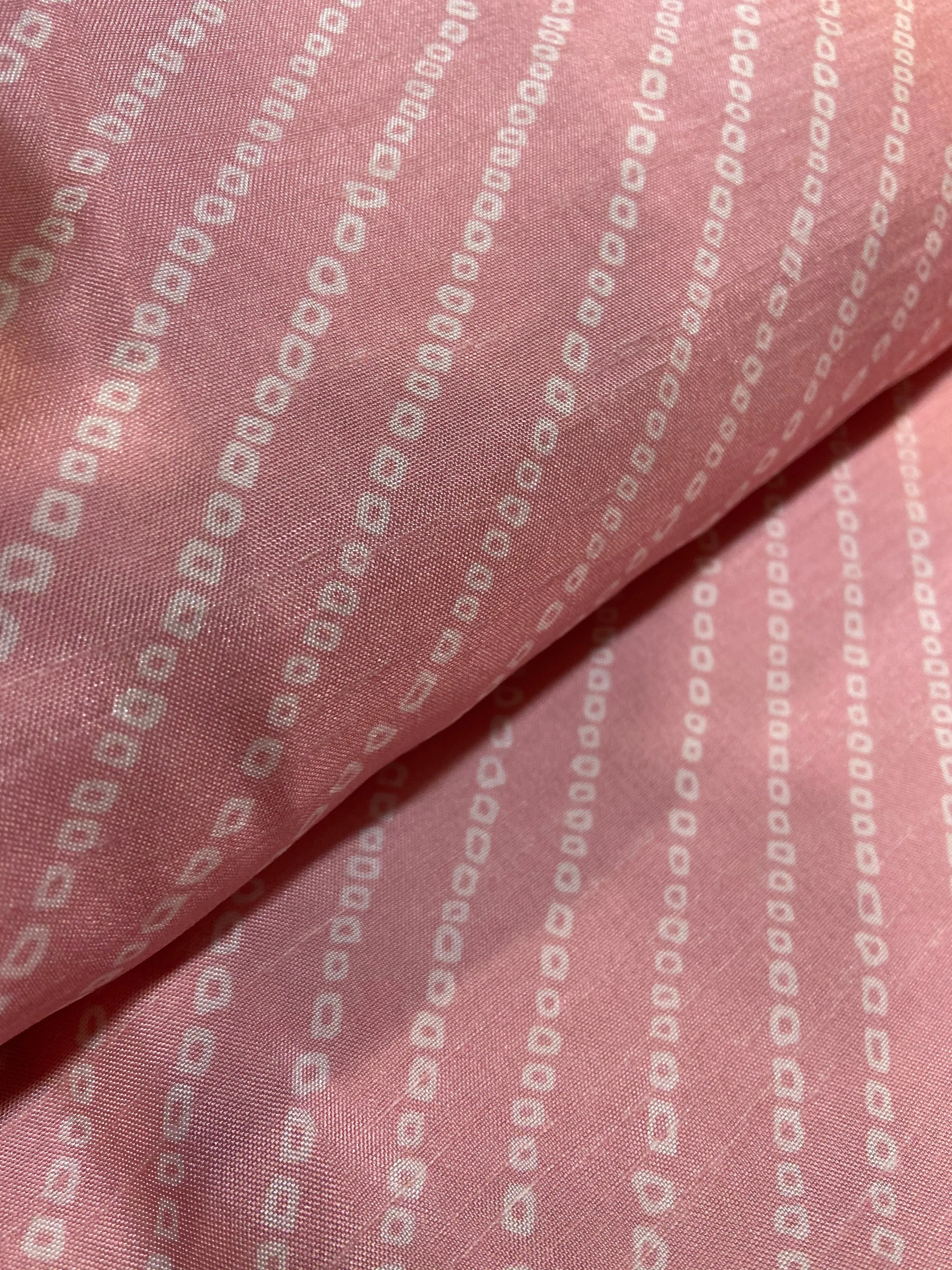 Baby Pink Stripe Bandhani Pure Viscose Digital Print Dola Silk (Wholesale)