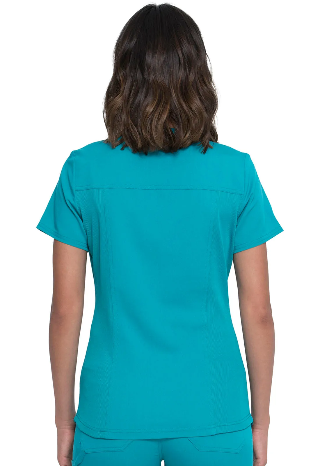 Balance - Women's Knitted Panel Solid Scrub Top With Zip Pocket