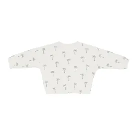 Bamboo Jersey Long Sleeve Drop Shoulder Top in Palm Tree