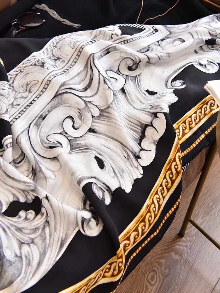 Baroque Style 100% Silk Shawl Wraps Scarf for Women Fashion Accessories 130*130cm