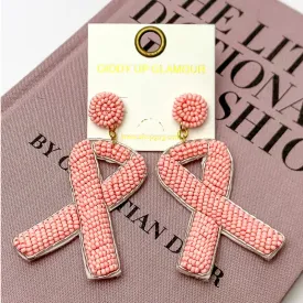 Beaded Breast Cancer Earrings in Pink