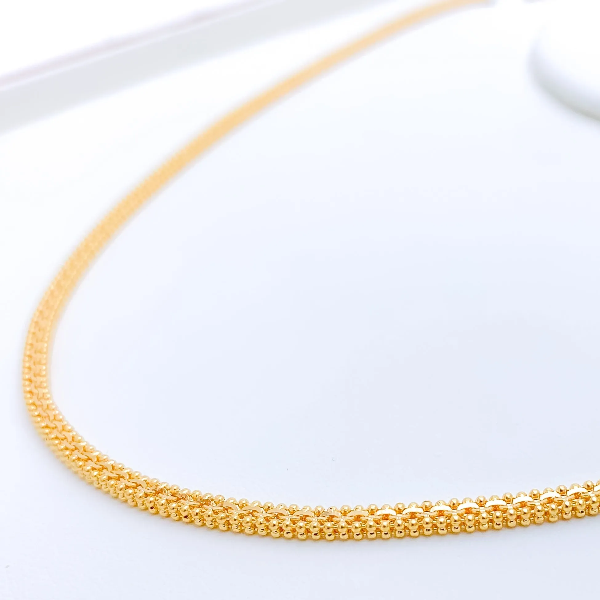 Beaded Square 22k Gold Chain - 18"