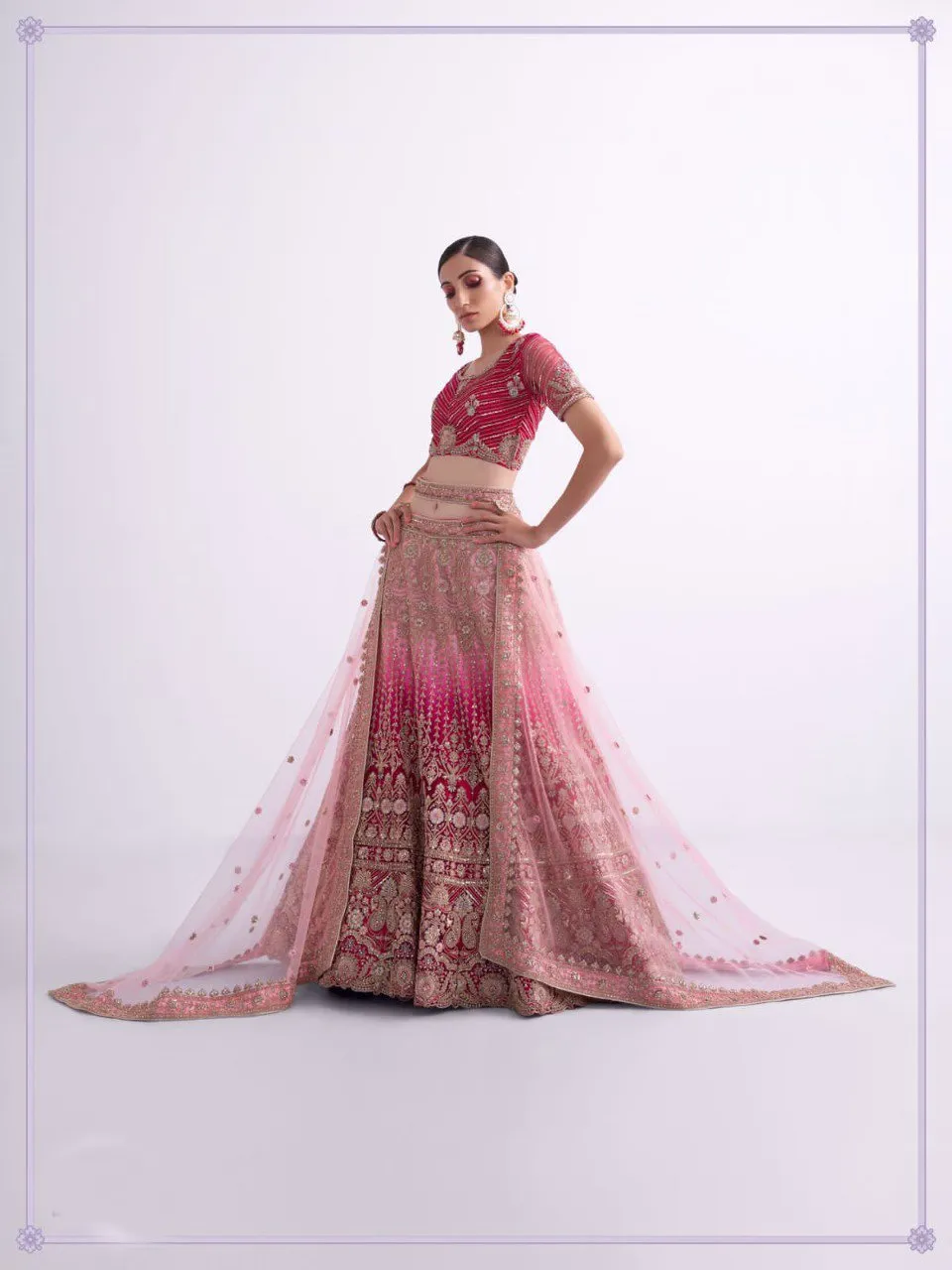 Beautiful Rani Heavy Embroidered Lehenga Set - Rent