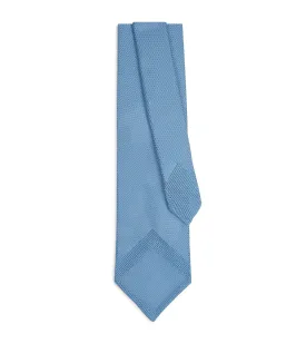 Bigi Fine Silk Grenadine Tie: Light Blue