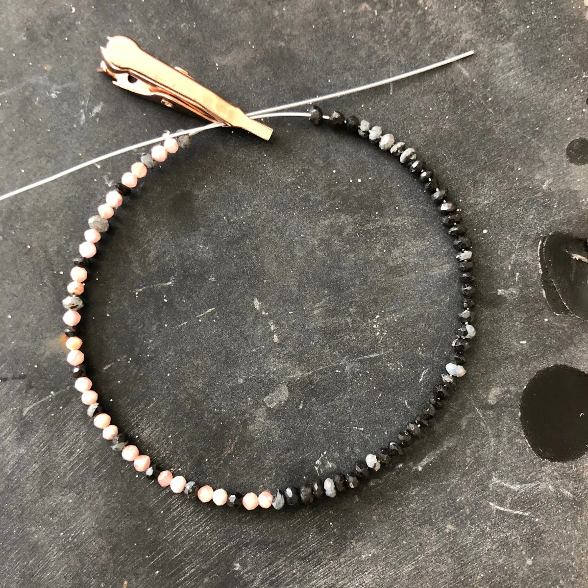 Black Jasper and Rodochrosite Bracelet