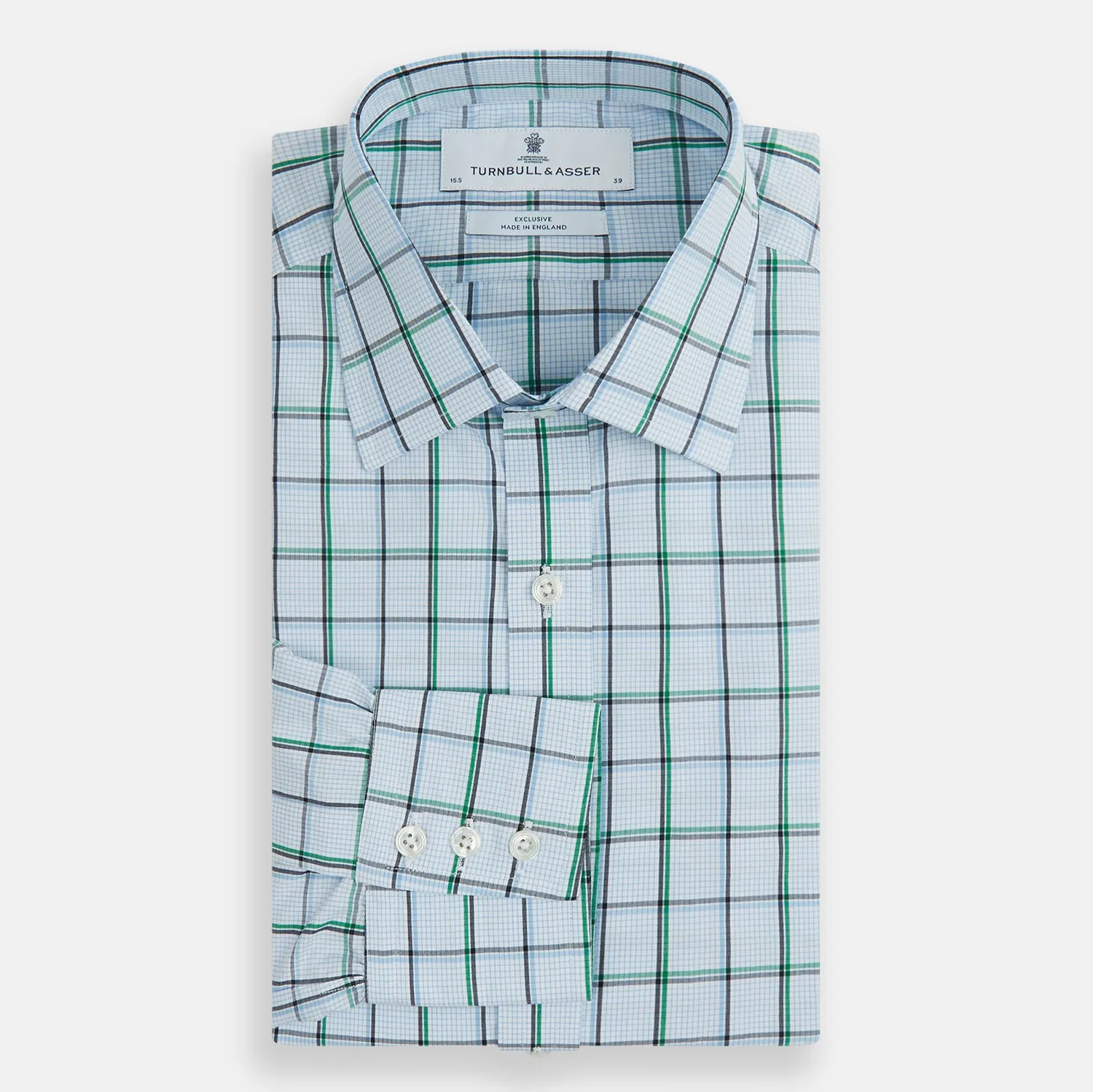 Blue and Green Tattersall Check Mayfair Shirt