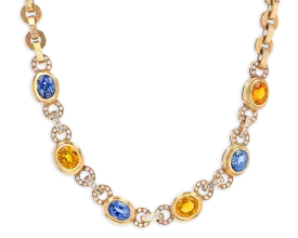 Blue and Yellow Sapphire Necklace, 24.00 Carats