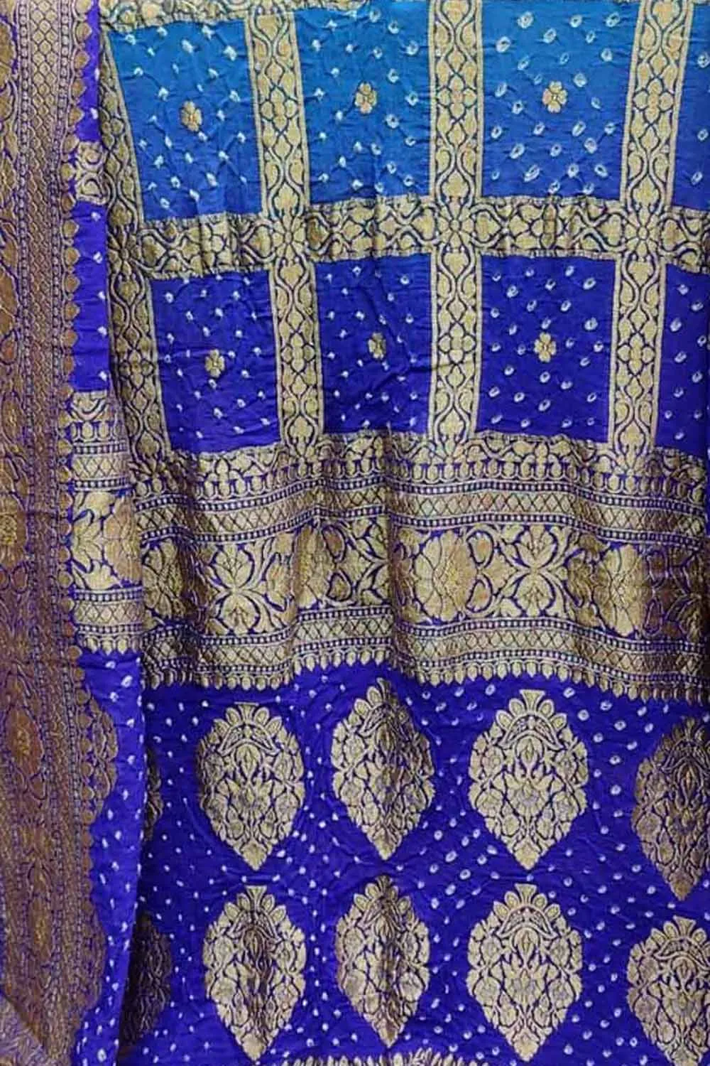 Blue Banarasi Bandhani Handloom Pure Georgette Dupatta