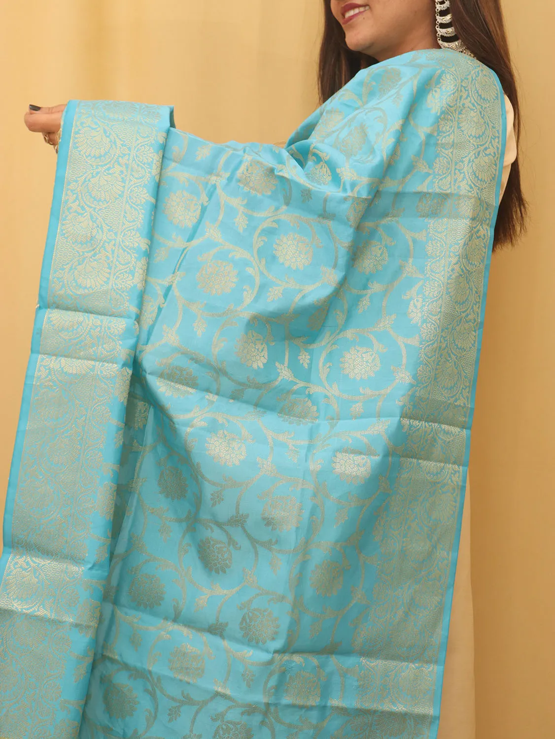 Blue Banarasi Silk Dupatta