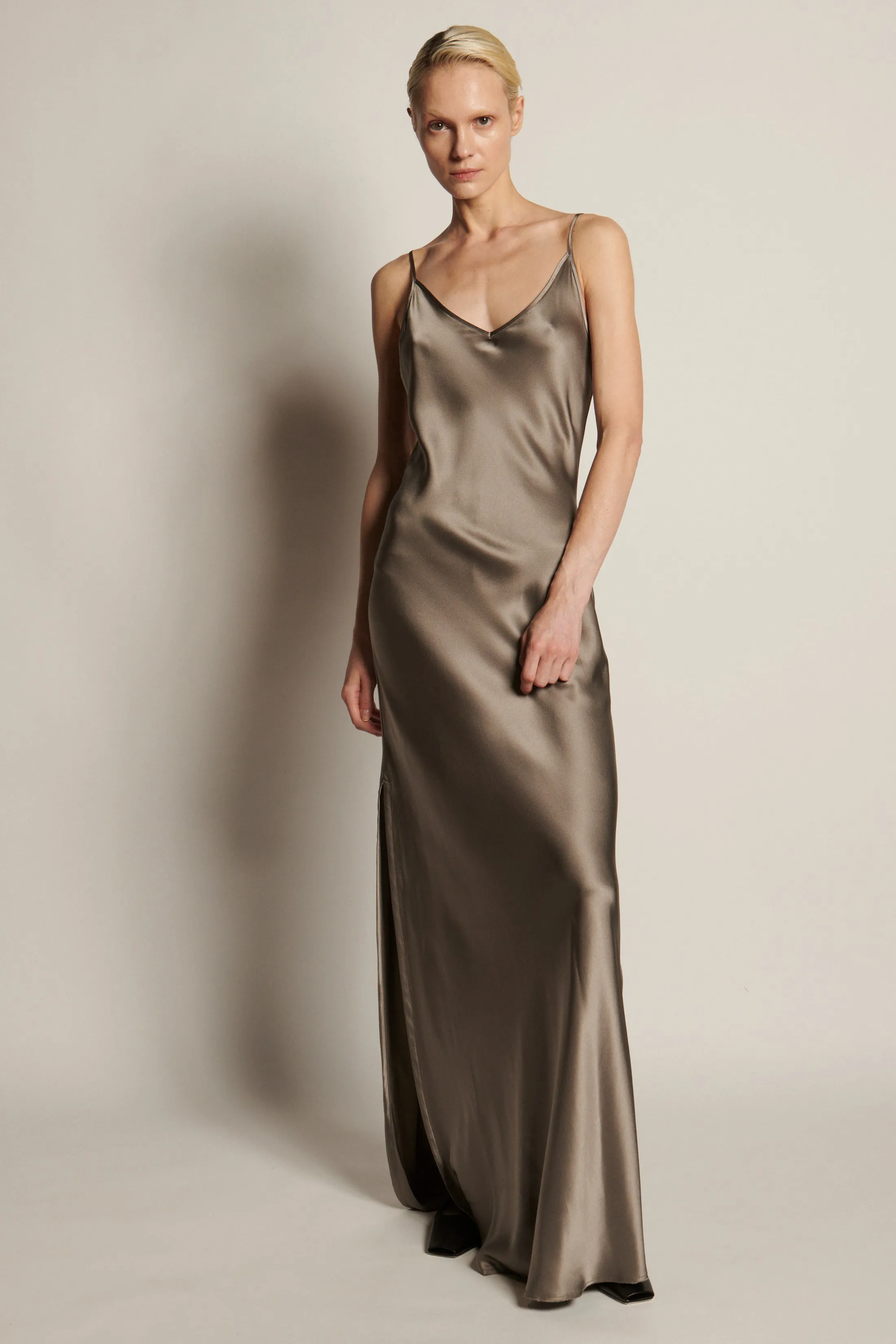 BM Full Length Slip Dress with Slit - Mauve