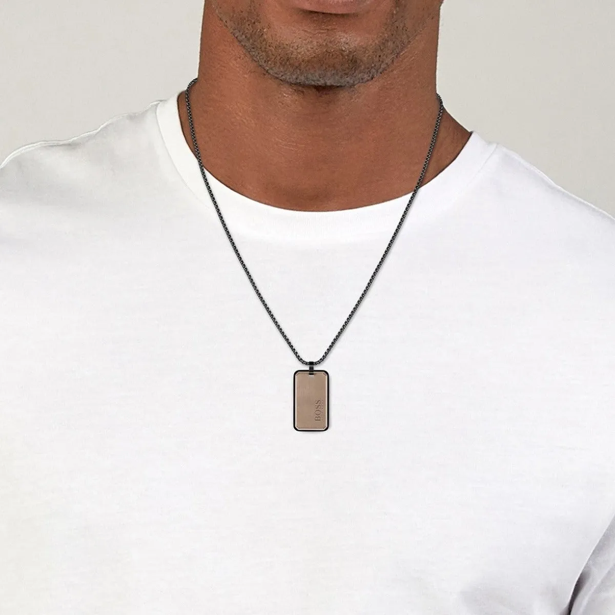 BOSS Stainless Steel ID Dog Tag Necklace