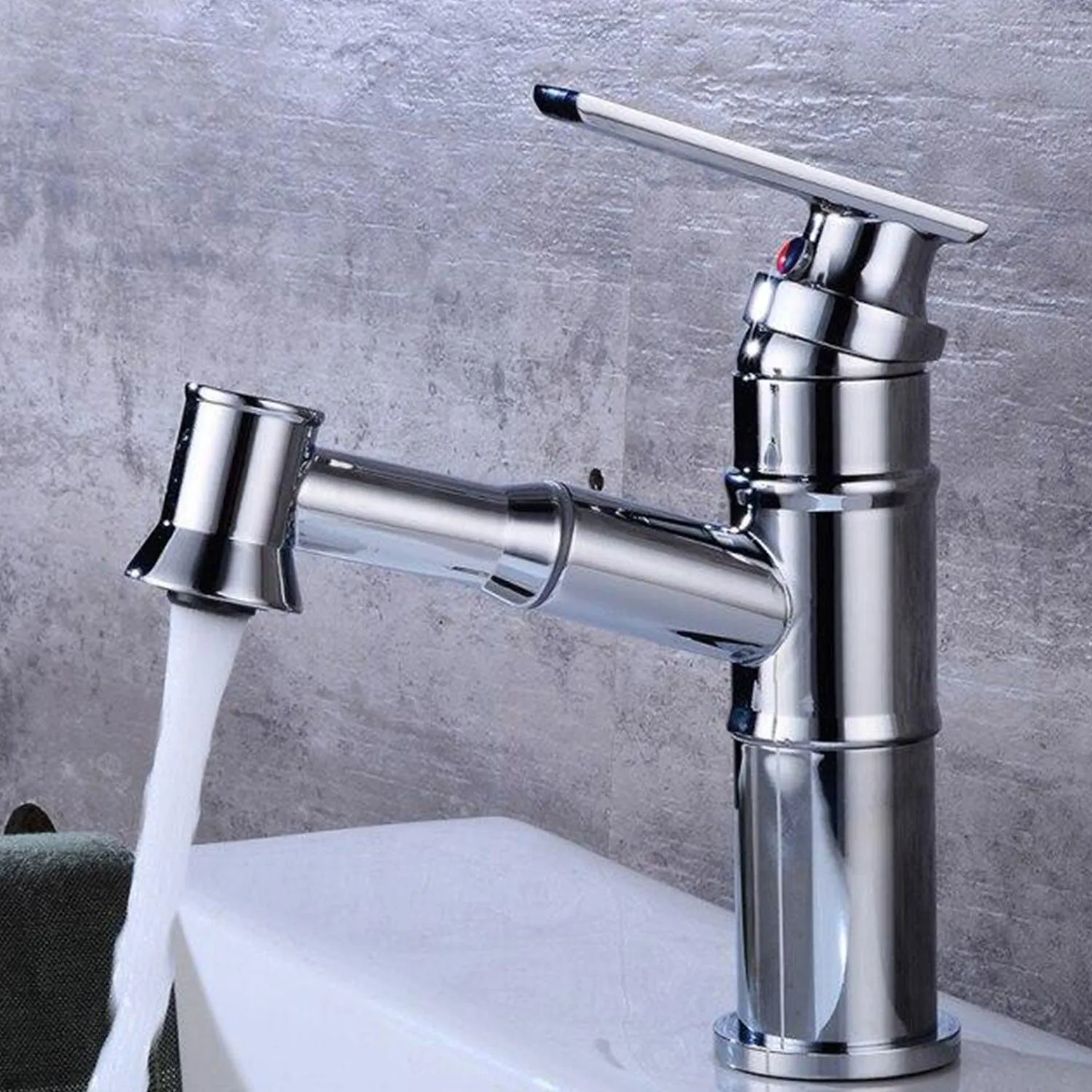 Brass Pull Out Single Handle Bathroom Tap