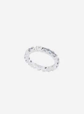 Broken eternity ring with gray moissanite