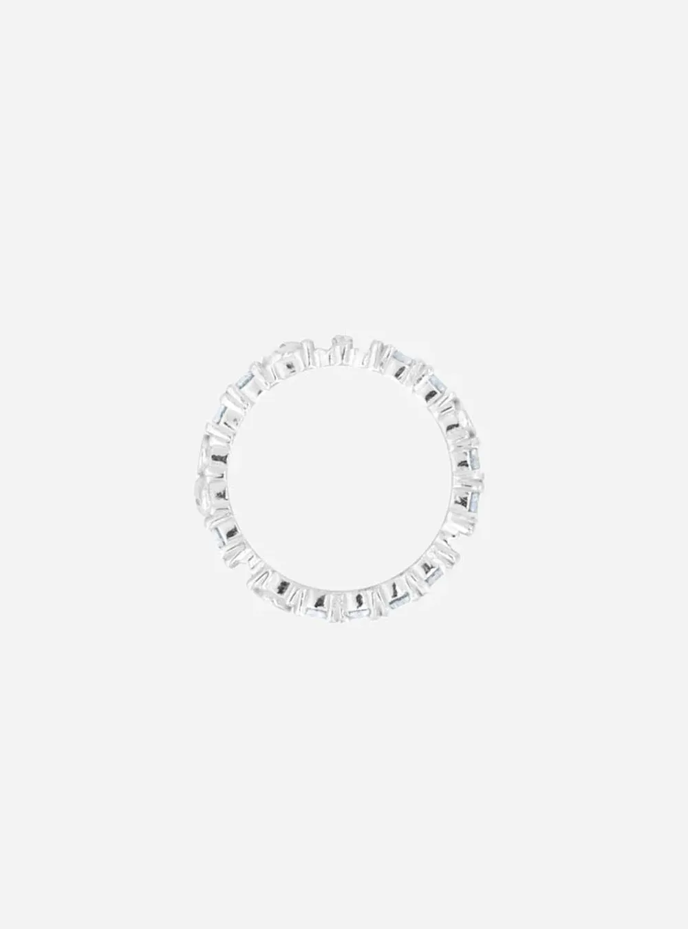 Broken eternity ring with gray moissanite