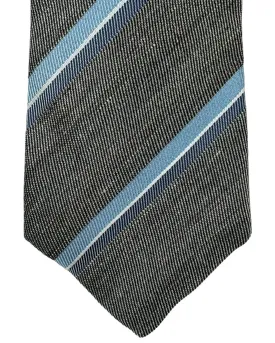 Brunello Cucinelli Tie Gray Blue Stripes - Linen Silk