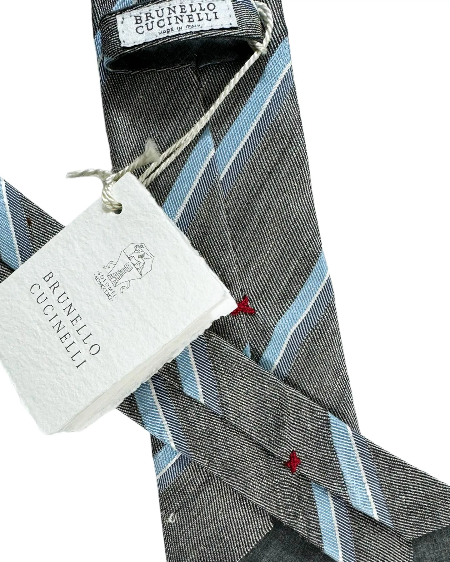 Brunello Cucinelli Tie Gray Blue Stripes - Linen Silk