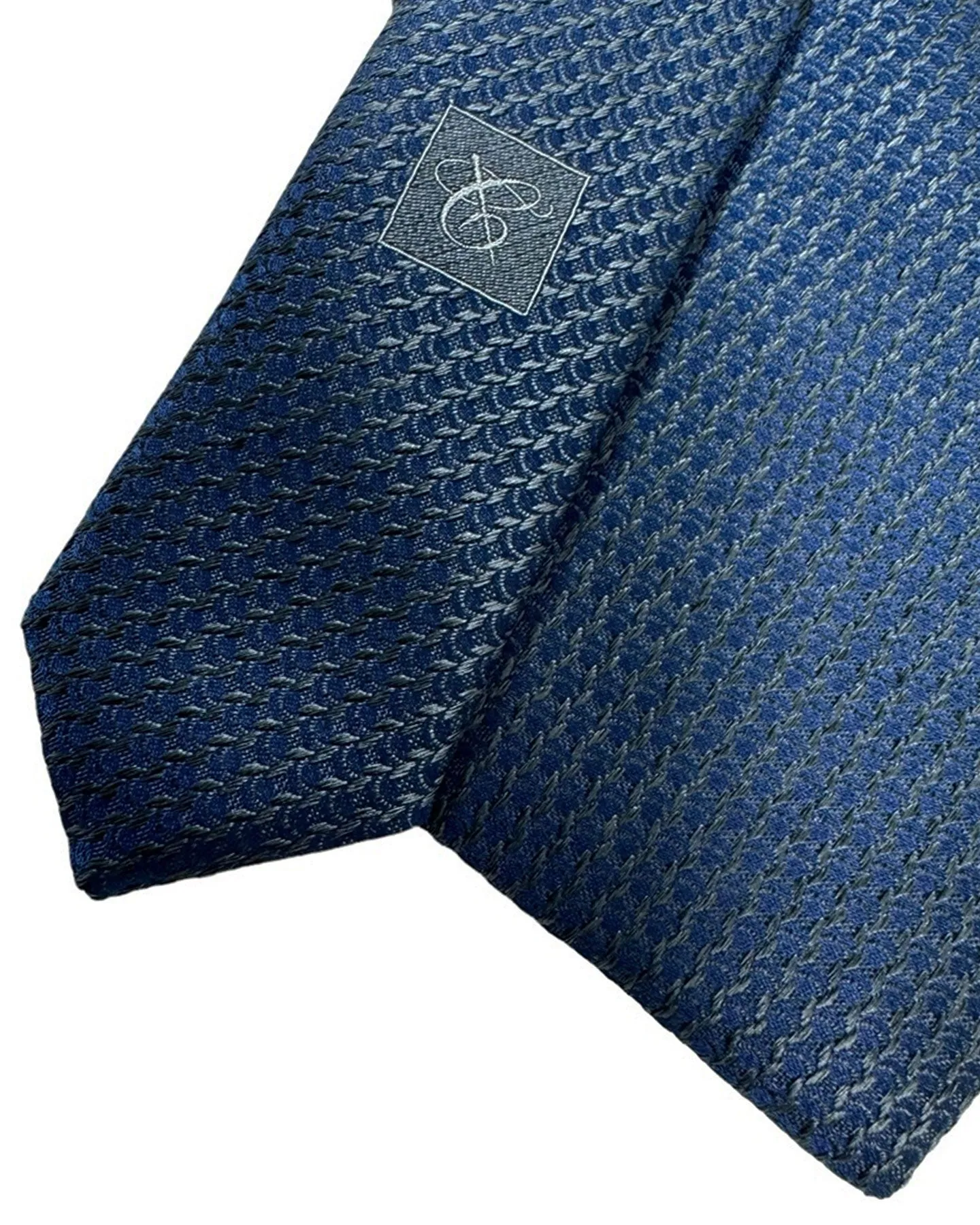 Canali Silk Tie Dark Blue Gray Micro Pattern SALE