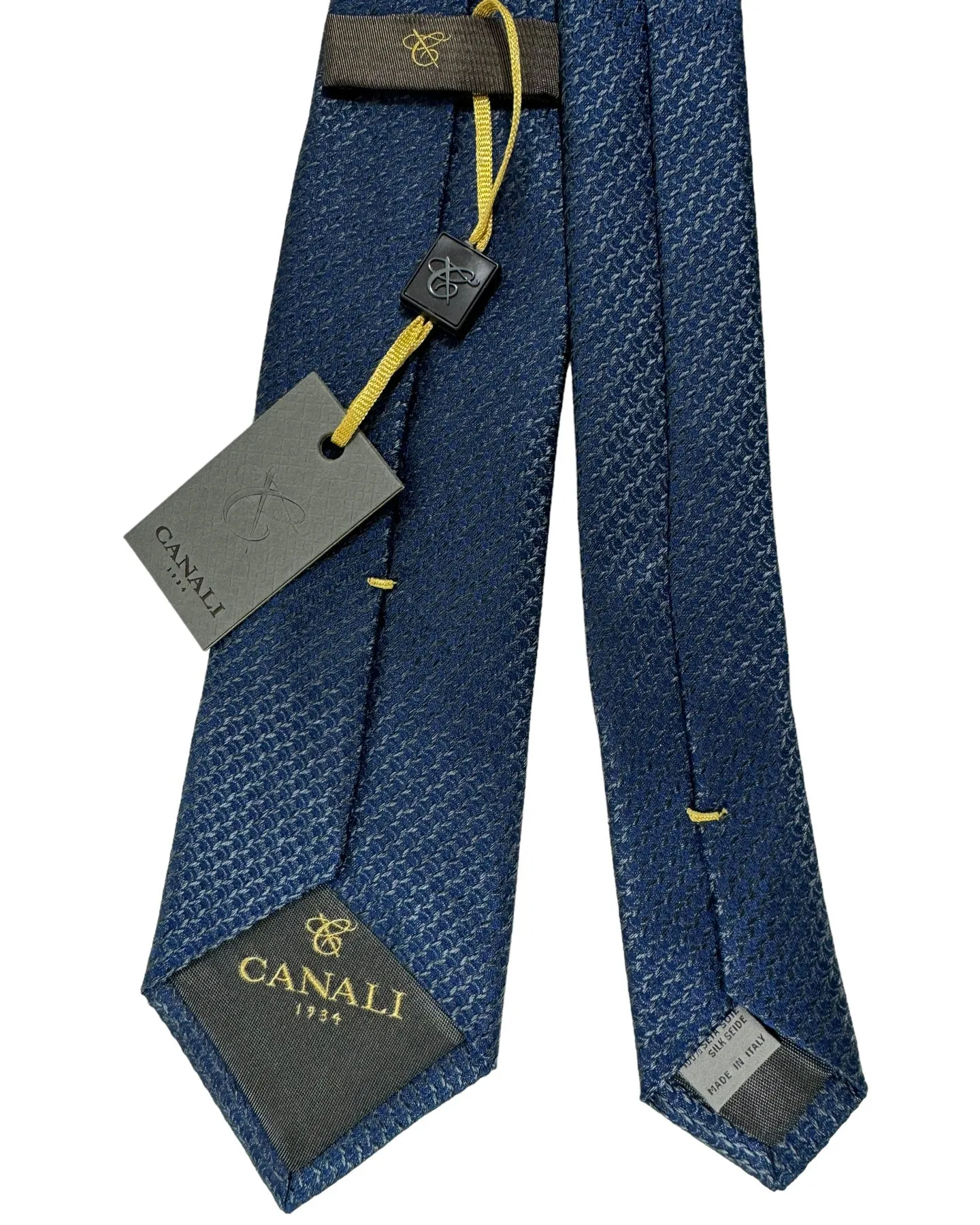 Canali Silk Tie Dark Blue Gray Micro Pattern SALE