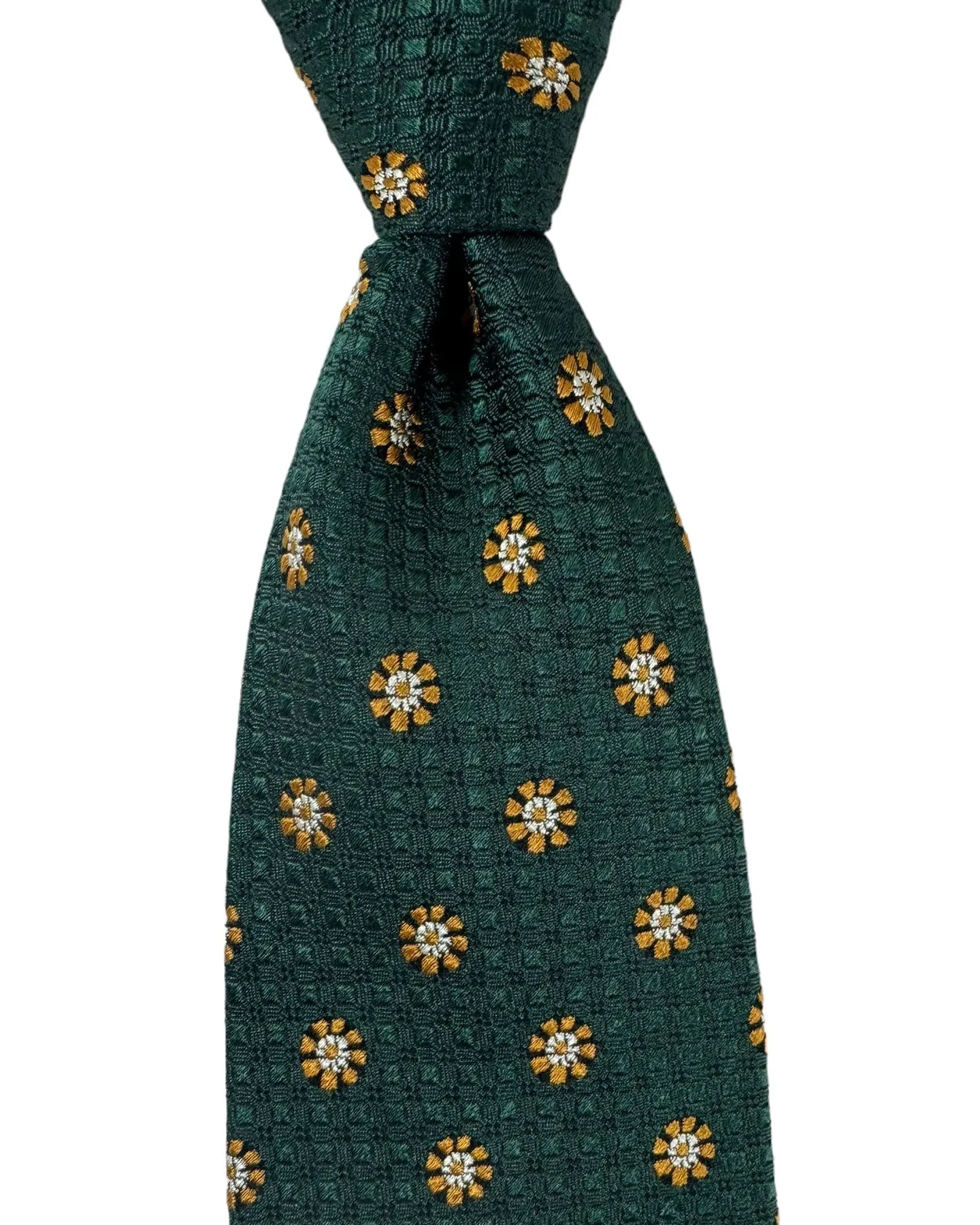 Canali Silk Tie Dark Green Floral Pattern - 2024 Collection