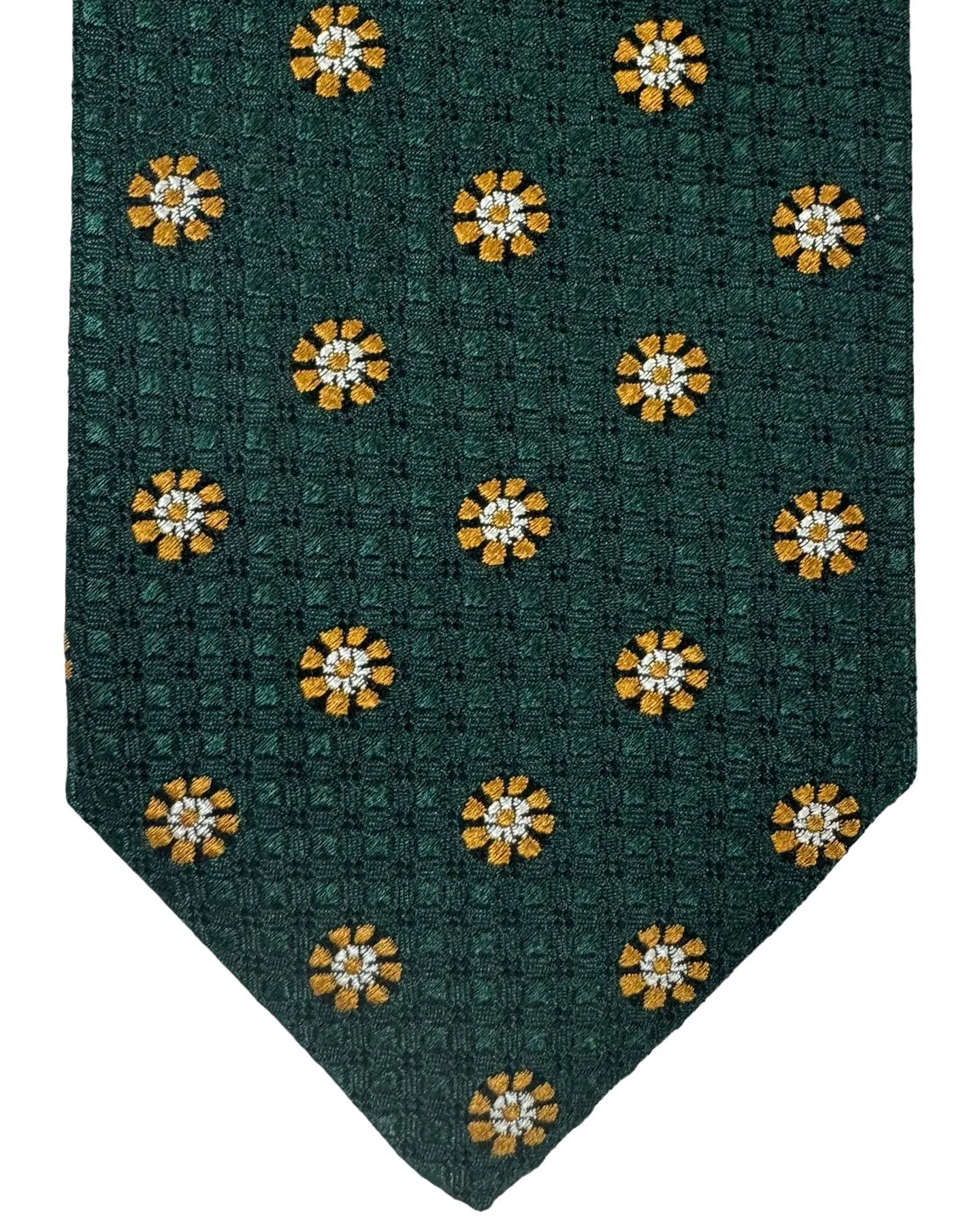 Canali Silk Tie Dark Green Floral Pattern - 2024 Collection