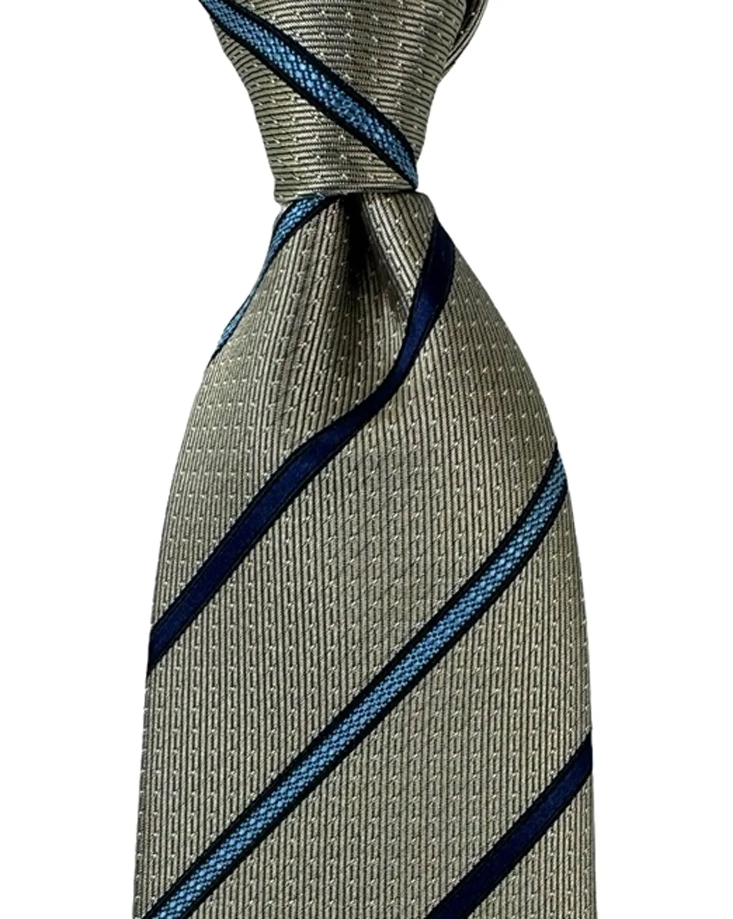 Canali Tie Gray Blue Stripes - Jacquard Silk