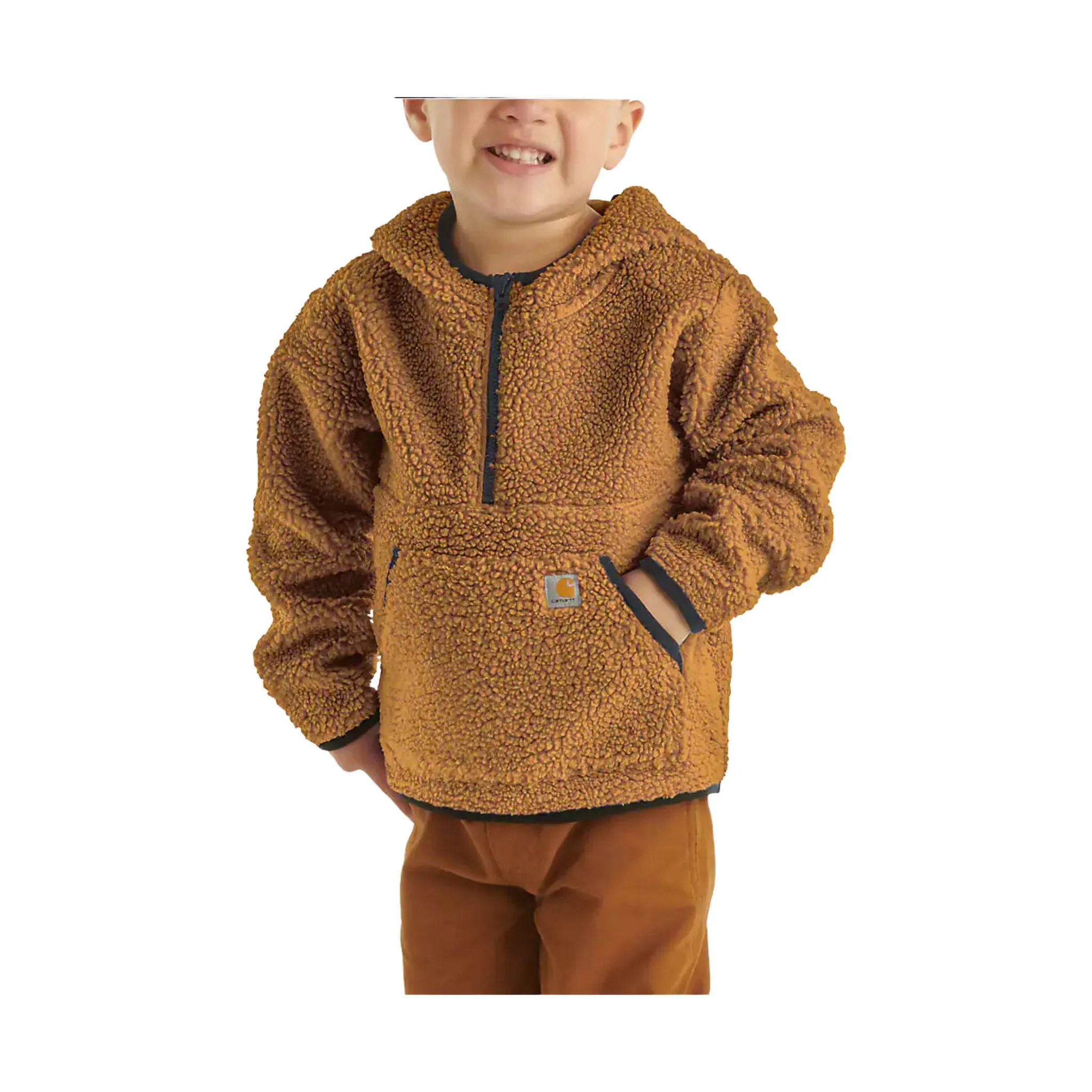 Carhartt Kids' Child Long Sleeve Fleece Hooded Half Zip Sweatshirt - Brown