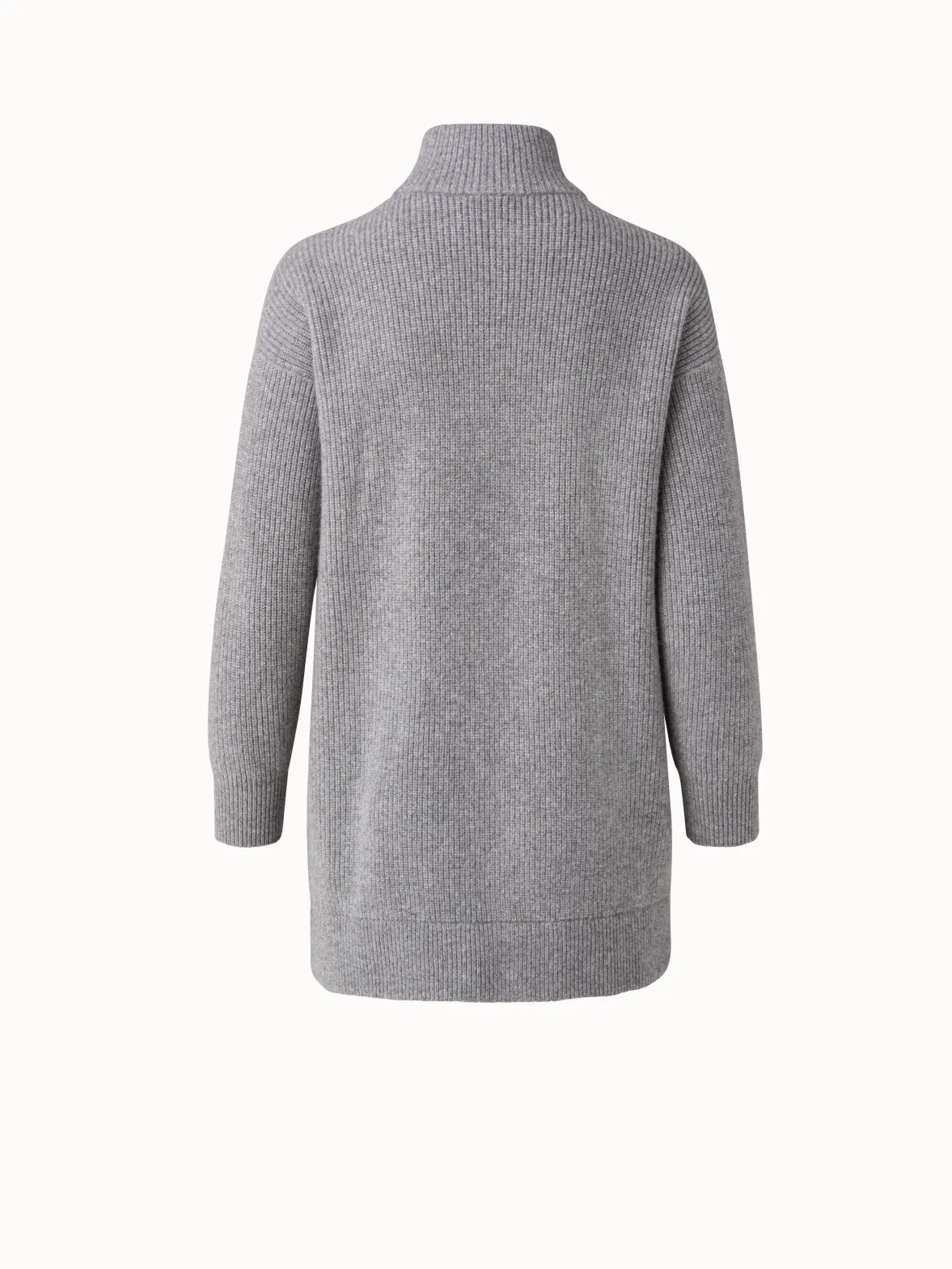 Cashmere Ribbed Knit Long Blouson