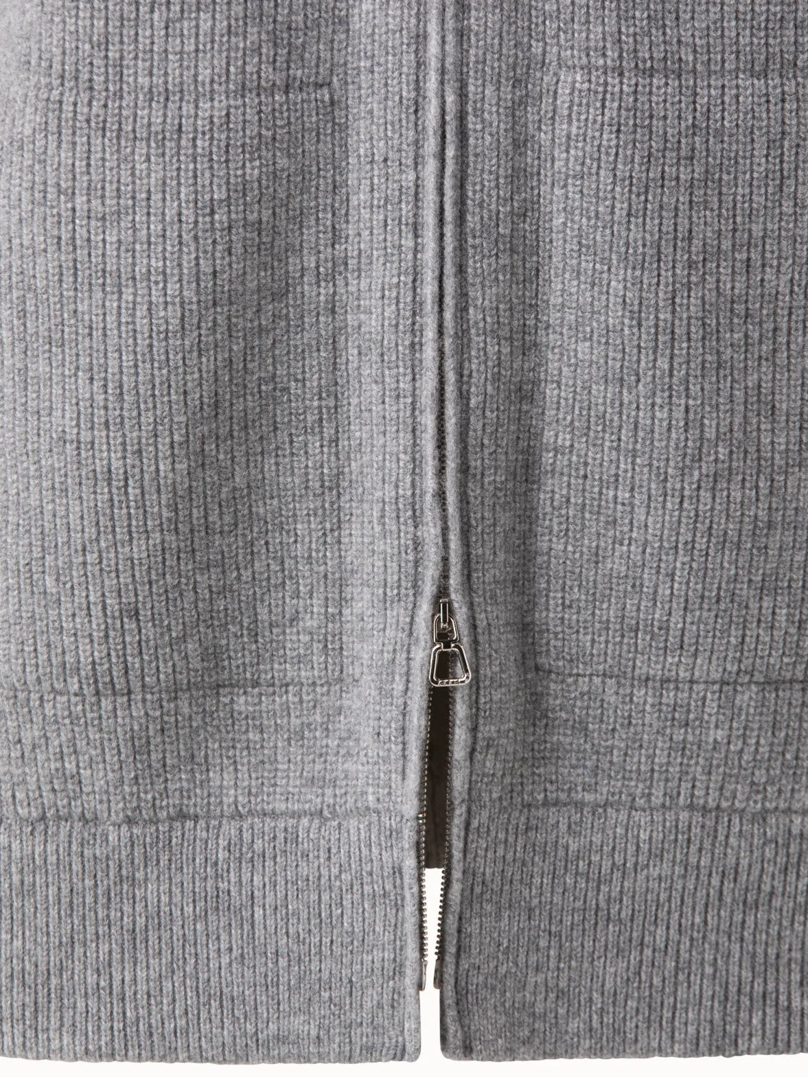 Cashmere Ribbed Knit Long Blouson