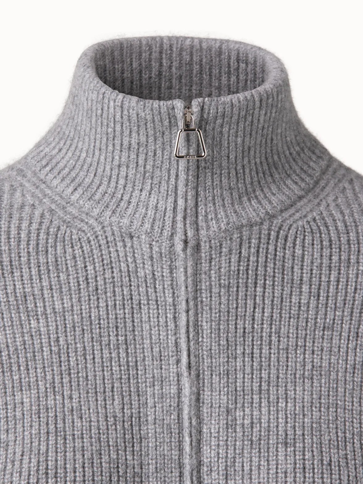 Cashmere Ribbed Knit Long Blouson