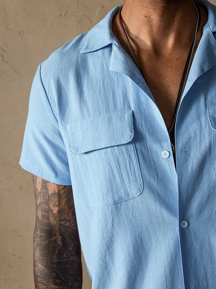 Casual Cotton Linen Shirt with Pockets